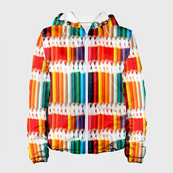 Куртка с капюшоном женская Яркие цветные карандаши, цвет: 3D-белый