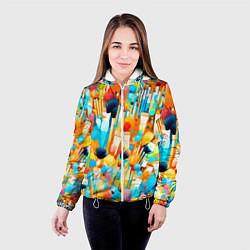 Куртка с капюшоном женская Кисти художника, цвет: 3D-белый — фото 2