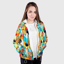 Куртка с капюшоном женская Кисти художника, цвет: 3D-белый — фото 2