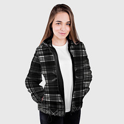 Куртка с капюшоном женская Черно-белая шотландская клетка, цвет: 3D-черный — фото 2