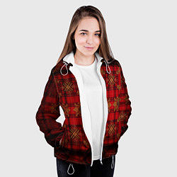 Куртка с капюшоном женская Красная шотландская клетка royal stewart, цвет: 3D-белый — фото 2