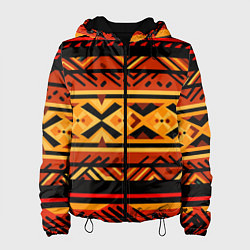 Куртка с капюшоном женская Узор в этническом стиле масаев, цвет: 3D-черный