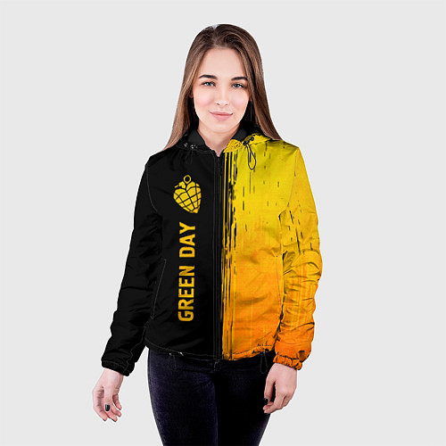 Женская куртка Green Day - gold gradient по-вертикали / 3D-Черный – фото 4