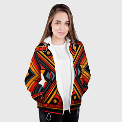 Куртка с капюшоном женская Геометрический узор в африканском стиле, цвет: 3D-белый — фото 2