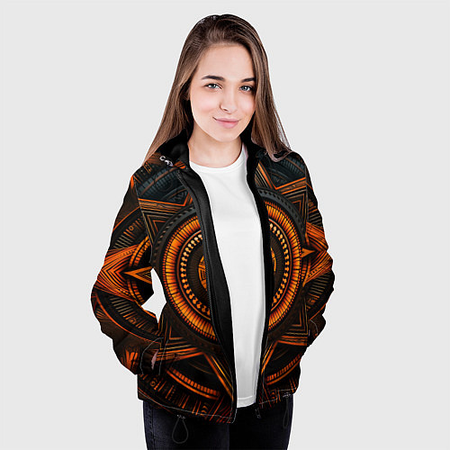 Женская куртка Орнамент в африканском стиле на тёмном фоне / 3D-Черный – фото 3