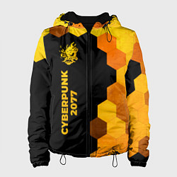 Куртка с капюшоном женская Cyberpunk 2077 - gold gradient по-вертикали, цвет: 3D-черный