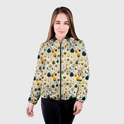 Куртка с капюшоном женская Паттерн разные деревья и кустарники, цвет: 3D-черный — фото 2