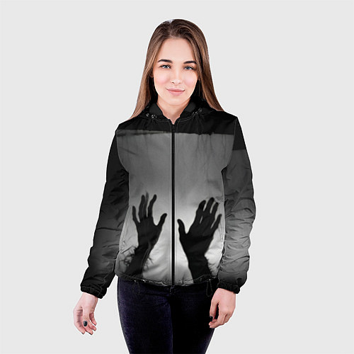 Женская куртка Руки зомби в ночном тумане / 3D-Черный – фото 4