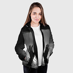 Куртка с капюшоном женская Руки зомби в ночном тумане, цвет: 3D-черный — фото 2