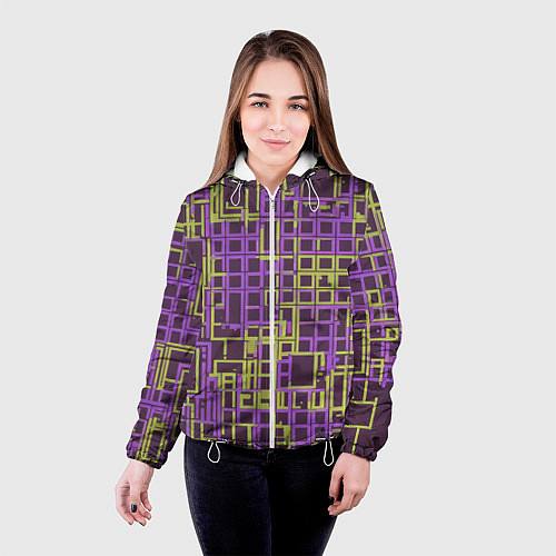 Женская куртка Разноцветные толстые линии / 3D-Белый – фото 4