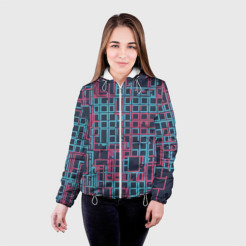 Женская куртка Разноцветные толстые линии / 3D-Белый – фото 4