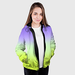 Куртка с капюшоном женская Фиолетовый мятный и желто-зеленый градиент, цвет: 3D-черный — фото 2