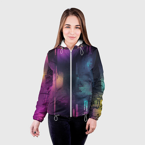 Женская куртка Цветные пиксели retro / 3D-Белый – фото 4