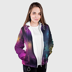 Куртка с капюшоном женская Цветные пиксели retro, цвет: 3D-белый — фото 2