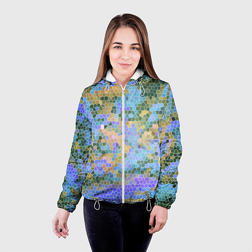 Женская куртка Разноцветный витраж / 3D-Белый – фото 4