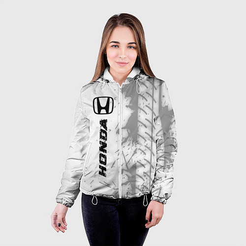 Женская куртка Honda speed на светлом фоне со следами шин по-верт / 3D-Белый – фото 4