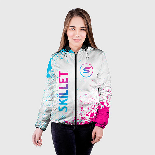 Женская куртка Skillet neon gradient style вертикально / 3D-Черный – фото 4