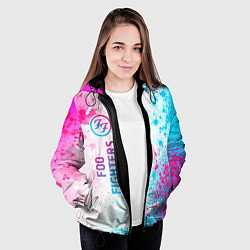 Куртка с капюшоном женская Foo Fighters neon gradient style по-вертикали, цвет: 3D-черный — фото 2
