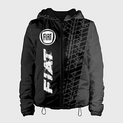 Куртка с капюшоном женская Fiat speed на темном фоне со следами шин по-вертик, цвет: 3D-черный