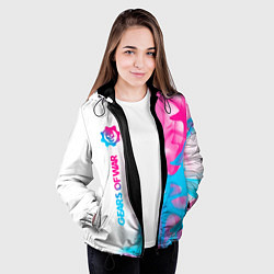 Куртка с капюшоном женская Gears of War neon gradient style по-вертикали, цвет: 3D-черный — фото 2