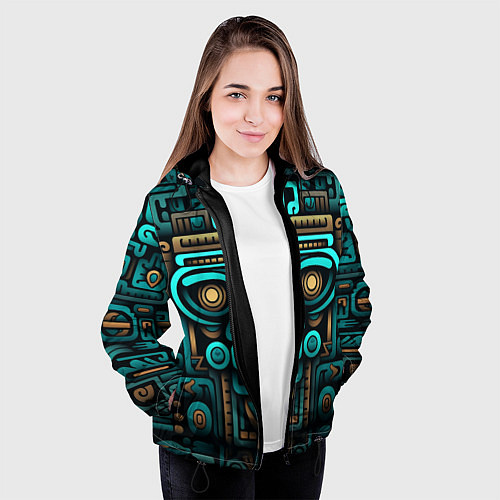 Женская куртка Орнамент в ацтекском стиле / 3D-Черный – фото 3