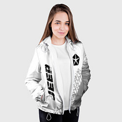 Куртка с капюшоном женская Jeep speed на светлом фоне со следами шин вертикал, цвет: 3D-белый — фото 2