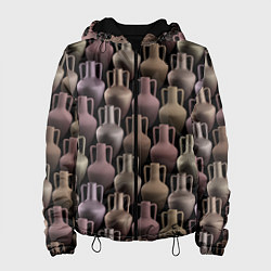 Куртка с капюшоном женская Разноцветные амфоры, цвет: 3D-черный
