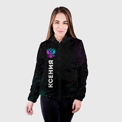 Куртка с капюшоном женская Ксения и неоновый герб России по-вертикали, цвет: 3D-черный — фото 2