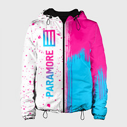 Куртка с капюшоном женская Paramore neon gradient style по-вертикали, цвет: 3D-черный