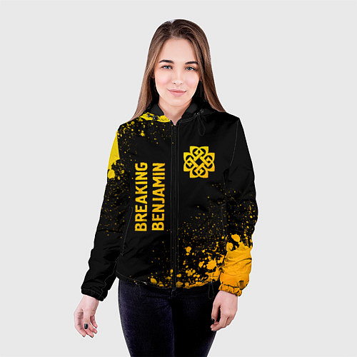 Женская куртка Breaking Benjamin - gold gradient вертикально / 3D-Черный – фото 4