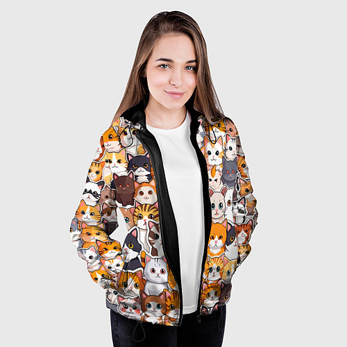Женская куртка Очень много котиков / 3D-Черный – фото 3
