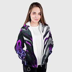 Куртка с капюшоном женская Броня адская и райская фиолетовая, цвет: 3D-белый — фото 2