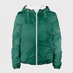 Куртка с капюшоном женская Серо-зеленые разводы, цвет: 3D-белый