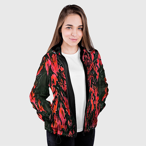 Женская куртка Демонический доспех красный / 3D-Черный – фото 3