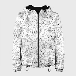 Женская куртка Черно-белый новогодний патерн