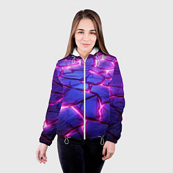 Куртка с капюшоном женская Неоновые фиолетовые камни со свечением, цвет: 3D-белый — фото 2