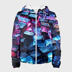 Куртка с капюшоном женская Стеклянные прозрачные камушки, цвет: 3D-белый