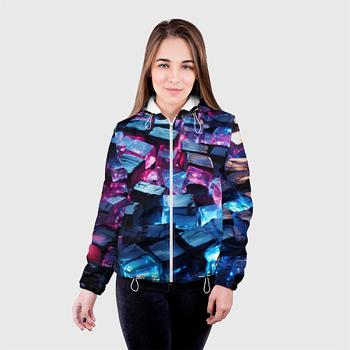 Женская куртка Стеклянные прозрачные камушки / 3D-Белый – фото 4