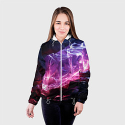 Куртка с капюшоном женская Стеклянный камень с фиолетовой подсветкой, цвет: 3D-белый — фото 2