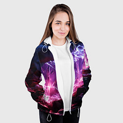 Куртка с капюшоном женская Стеклянный камень с фиолетовой подсветкой, цвет: 3D-белый — фото 2