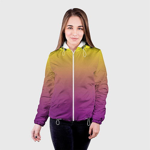 Женская куртка Желто-фиолетовый градиент / 3D-Белый – фото 4