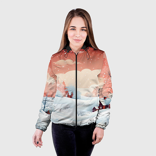 Женская куртка Зимняя сказка на пороге / 3D-Черный – фото 4