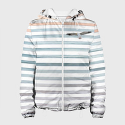 Куртка с капюшоном женская Море скрытое в полосках тельняшки чайка, цвет: 3D-белый