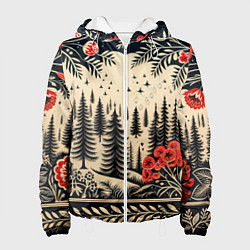 Женская куртка Новогодний лес с узорами