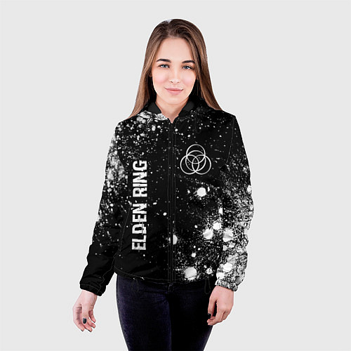 Женская куртка Elden Ring glitch на темном фоне вертикально / 3D-Черный – фото 4
