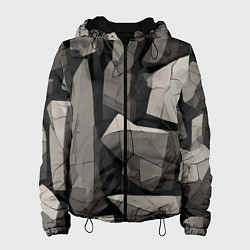 Куртка с капюшоном женская Мегалиты хаотичной формы, цвет: 3D-черный