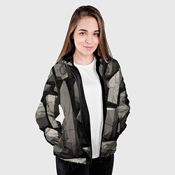 Куртка с капюшоном женская Мегалиты хаотичной формы, цвет: 3D-черный — фото 2