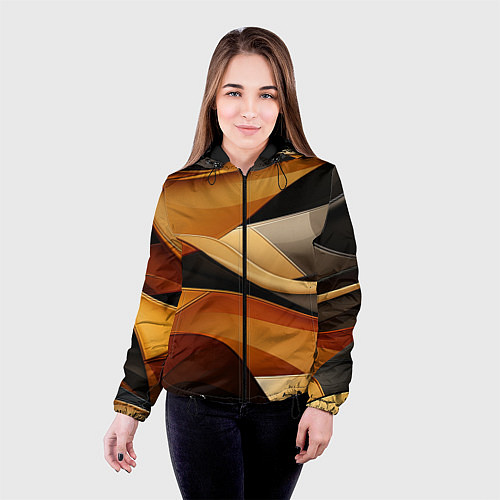 Женская куртка Желтая и черная абстракция / 3D-Черный – фото 4