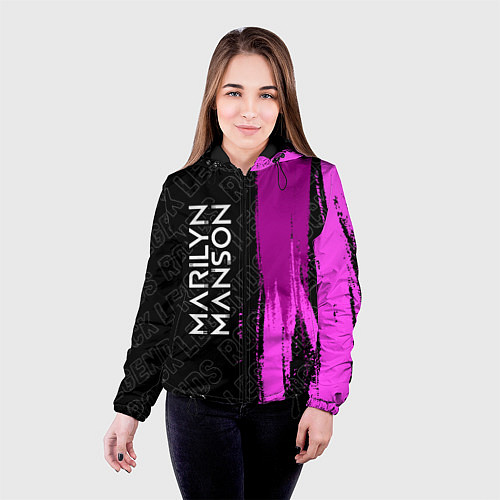 Женская куртка Marilyn Manson rock legends по-вертикали / 3D-Черный – фото 4