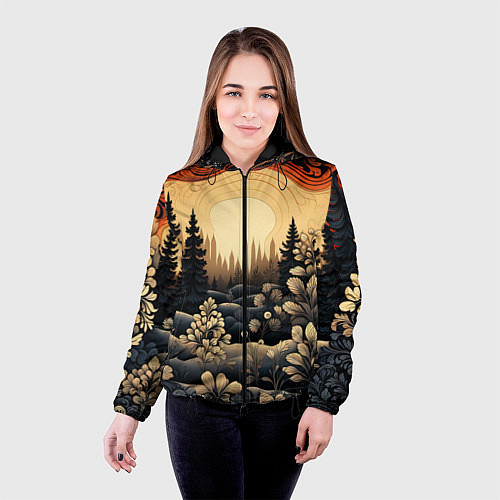 Женская куртка Волшебные орнаменты / 3D-Черный – фото 4